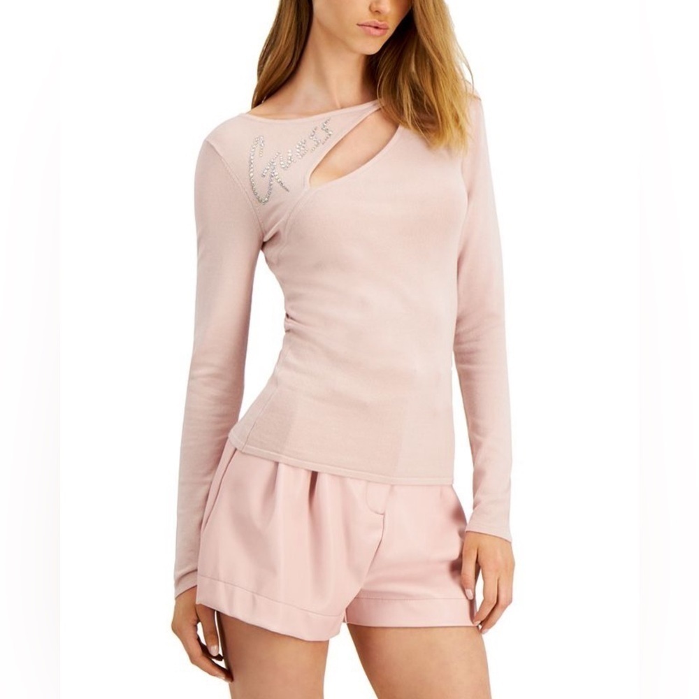 Guess Rhinestone Script Logo Sweater